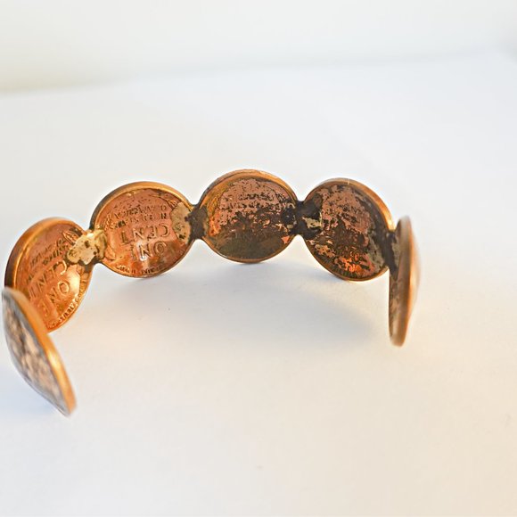 Copper Pennies Cuff Bracelet Vintage - Picture 4 of 4